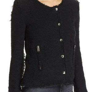 IRO Agnette distressed tweed biker blazer jacket sz 38 M